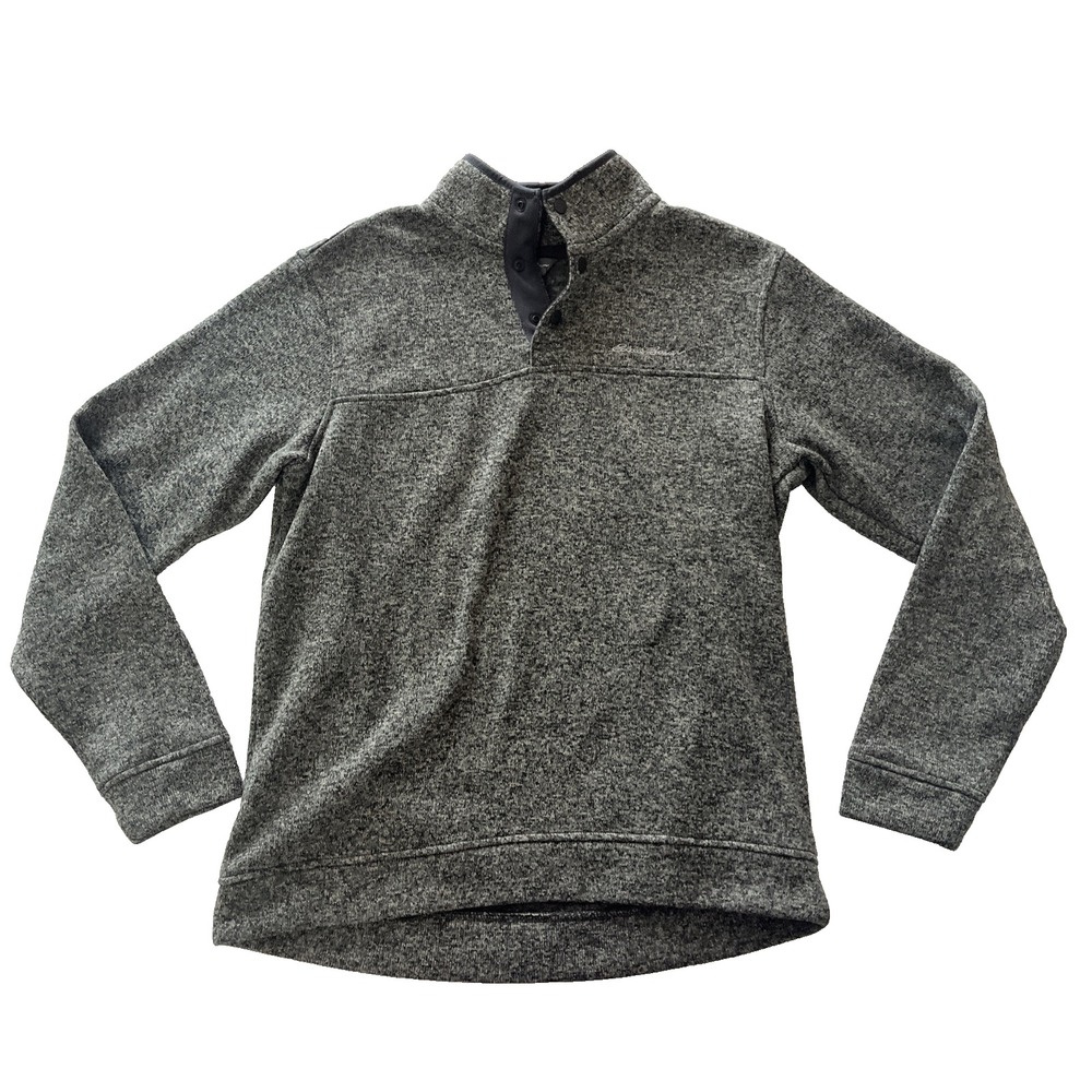 Eddie Bauer Men's Size L Quarter Snap Heathered Gray High Neck‎ Jacket Sweater